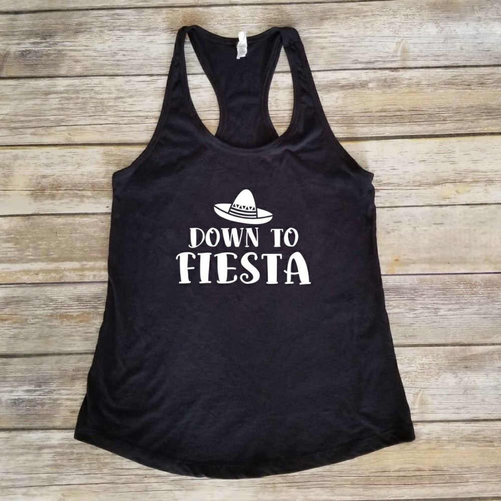 Down to Fiesta sombrero tank top - black, fitted